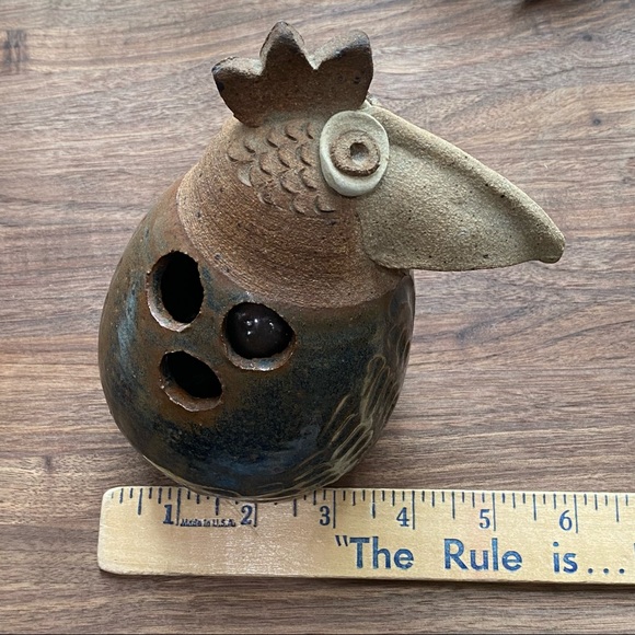 Unique Clay Pottery Bird Sculpture Figurine Toothbrush Holder - Picture 8 of 12